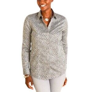 Chico's No-Iron All Season Classic Button Up Shirt Animal Print Long Sleeve
